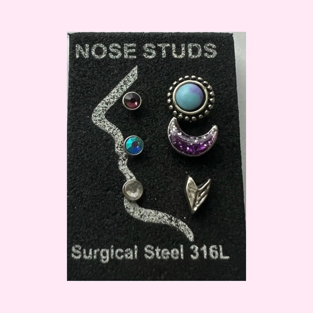 Set of 6 Nose Studs In Various Shapes